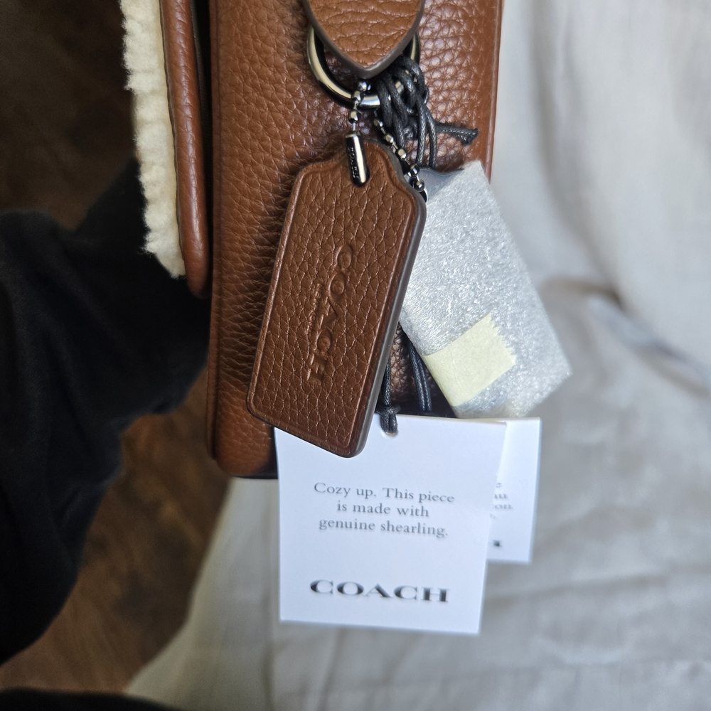Coach Lucas Crossbody Shearling Bag In Signature Canvas - Picture 5 of 14